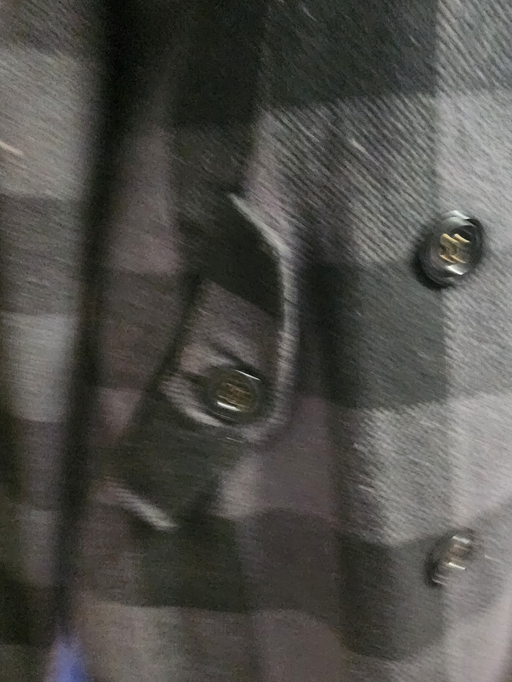 Billabong Black and Gray Plaid Double-Breasted Pea Coat - Picture 6 of 7
